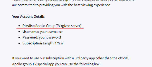 apollo group tv given server